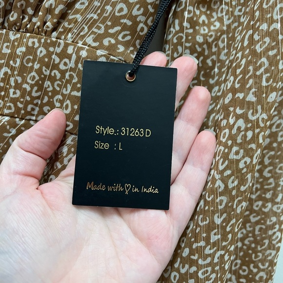 Japna leopard print shimmer dress with ruffles and plunge v-neck size large - Picture 4 of 10